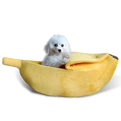 Pet Products high quality Deluxe new design banana shaped Raised Plush Felt Luxury Dog Pet Bed